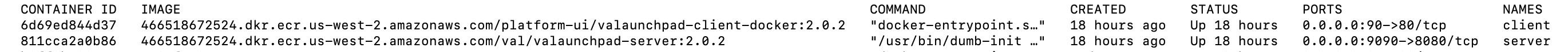 The output of $ docker images displays a list of the Docker images in the repository, along with the TAG column listing the number starting with 2.0.