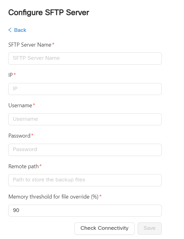 Screenshot of Add SFTP Server