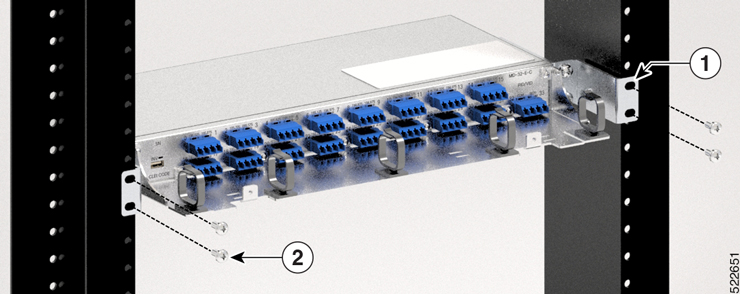 Installing the Mounting Bracket for the patch panel on an ETSI Rack