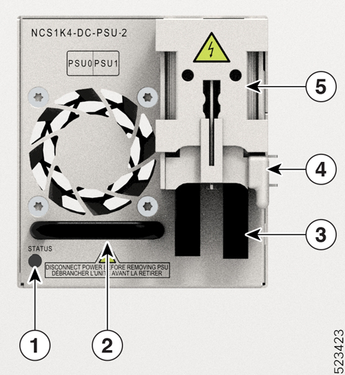 This image shows the NCS1K4-DC-PSU-2 PSU components