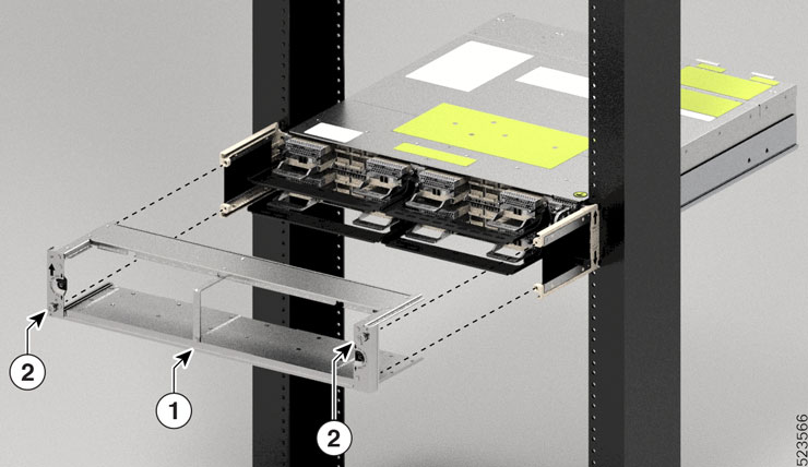 The image shows the installation of the Air filter frame on the front of the NCS 1014 chassis.