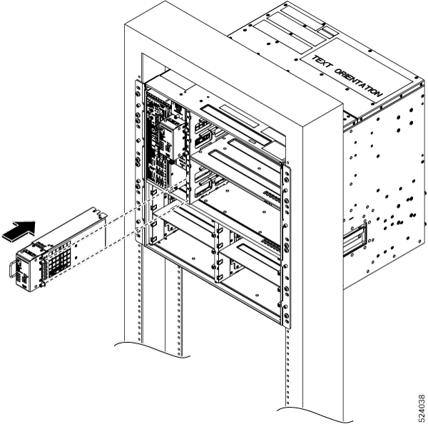 The image shows the installation of the controller into the Cisco NCS 1020 chassis.