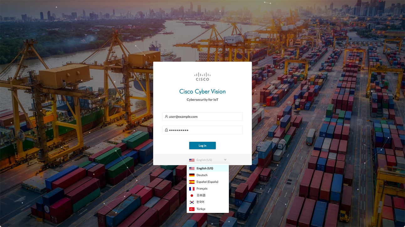 A screenshot of Cisco Cyber Vision login page