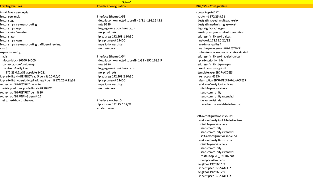 Spine-1 Configuration