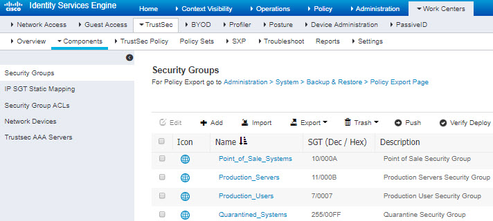 Configurez les balises de groupes de sécurité (SGT) dans ISE.