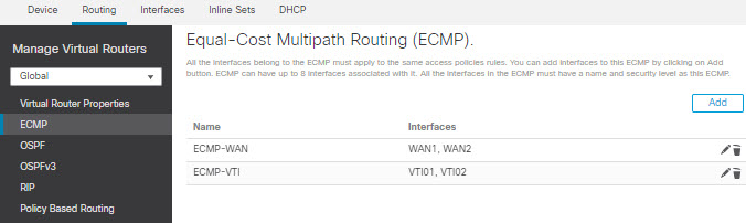 Zone et interfaces ECMP