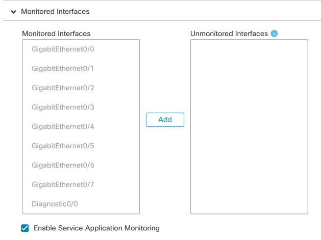 Configurer les interfaces surveillées